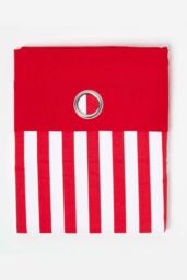 Homescapes Thick Red Stripe Ready Made Eyelet Curtain Pair - Size: 117 cm width x 137 cm drop - thumbnail 3