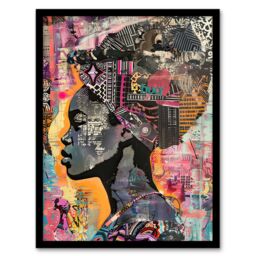 "Artery8 African Woman Headwrap Portrait Modern Colourful Framed Art Print - Size: W12"" x H16""" - thumbnail 1