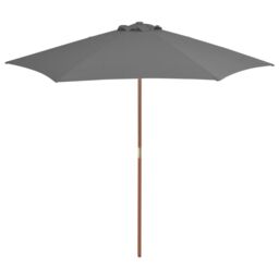 Berkfield Home Outdoor Parasol with Wooden Pole 270 cm Anthracite in Black - thumbnail 1