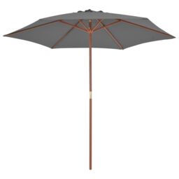 Berkfield Home Outdoor Parasol with Wooden Pole 270 cm Anthracite in Black - thumbnail 2
