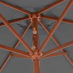 Berkfield Home Outdoor Parasol with Wooden Pole 270 cm Anthracite in Black - thumbnail 5