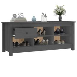 Berkfield Home Shoe Cabinet Grey 110x38x45.5 cm Solid Wood Pine - thumbnail 8