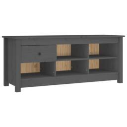 Berkfield Home Shoe Cabinet Grey 110x38x45.5 cm Solid Wood Pine - thumbnail 3