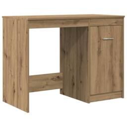 Berkfield Home Desk with Cabinet Artisan Oak Engineered Wood in Brown - thumbnail 4