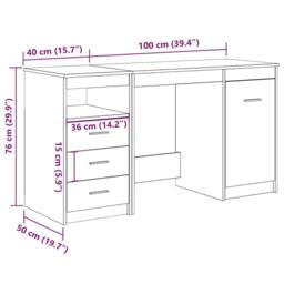 Berkfield Home Desk with Cabinet Artisan Oak Engineered Wood in Brown - thumbnail 9