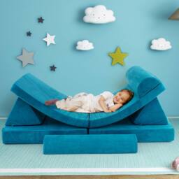 Costway 6PCS Modular Kids Play Couch Sofa Set Convertible Soft Foam Playset in Turquoise - thumbnail 7
