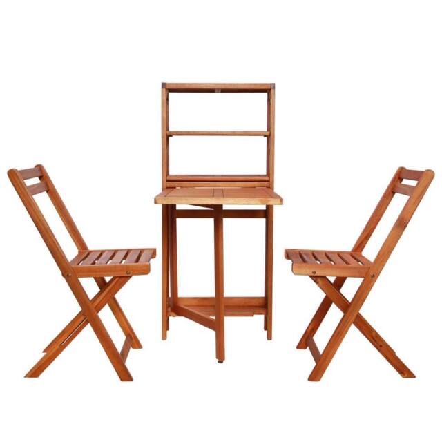 Berkfield Home 3 Piece Folding Bistro Set Solid Acacia Wood in Brown - image 1