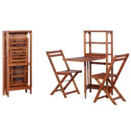 Berkfield Home 3 Piece Folding Bistro Set Solid Acacia Wood in Brown - thumbnail 2