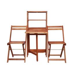 Berkfield Home 3 Piece Folding Bistro Set Solid Acacia Wood in Brown - thumbnail 3