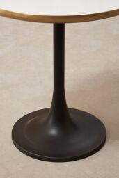 Orsina Side Table With Column Base, White Enamel Round Top With Matte Gold Trim, Black Powder Coated Base - thumbnail 5