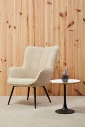 Orsina Side Table With Column Base, White Enamel Round Top With Matte Gold Trim, Black Powder Coated Base - thumbnail 3