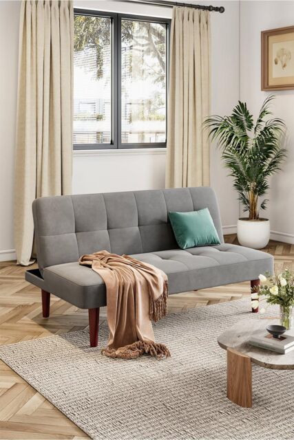 H&O Direct 2-Seater Grey Convertible Sofa Padded Sofa Bed for Kids - image 1