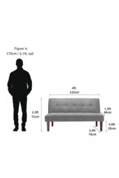 H&O Direct 2-Seater Grey Convertible Sofa Padded Sofa Bed for Kids - thumbnail 3