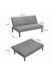 H&O Direct 2-Seater Grey Convertible Sofa Padded Sofa Bed for Kids - thumbnail 4