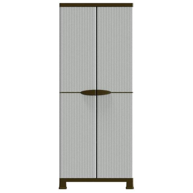 Berkfield Home Plastic Cabinet 68x39x171.5 cm Rattan Design in Grey - image 1