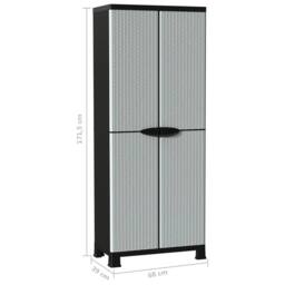 Berkfield Home Plastic Cabinet 68x39x171.5 cm Rattan Design in Grey - thumbnail 9