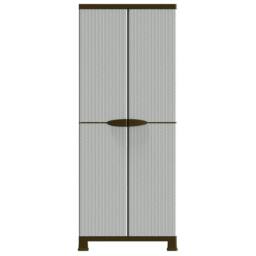 Berkfield Home Plastic Cabinet 68x39x171.5 cm Rattan Design in Grey