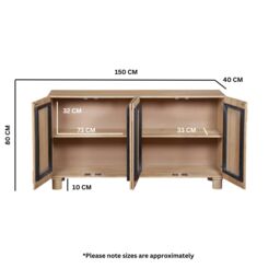 IH Design Ajmer Solid Wooden Extra Large Sideboard in Brown - thumbnail 6