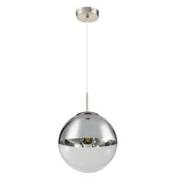 Netlighting Varus 25cm Globe Pendant Nickel Matt Transparent Glass Shade 1x E27 in Grey - thumbnail 2