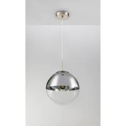 Netlighting Varus 25cm Globe Pendant Nickel Matt Transparent Glass Shade 1x E27 in Grey - thumbnail 6