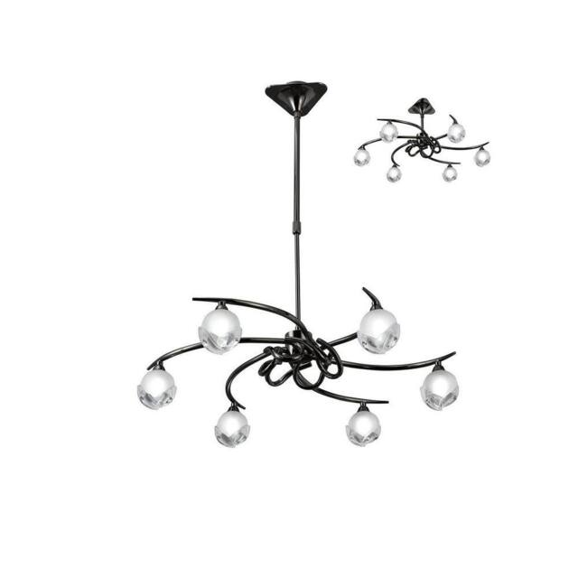 Netlighting Fragma Telescopic Semi Flush Convertible 6 Light G9 Black Chrome - image 1