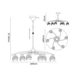 Netlighting Fragma Telescopic Semi Flush Convertible 6 Light G9 Black Chrome - thumbnail 2