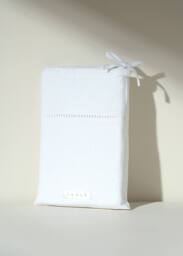 Truly Set of 2 White 100% Linen Ladder Stitch Oxford Pillowcase - Size: Standard Pillow Case - thumbnail 2