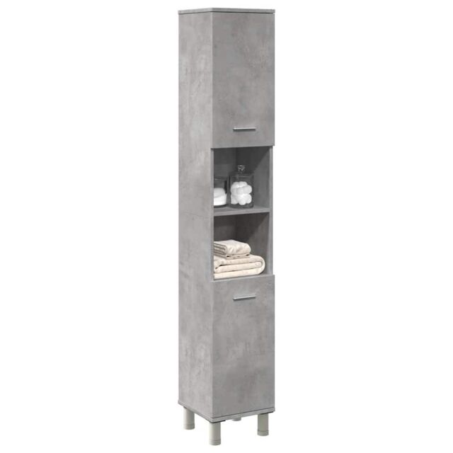Berkfield Home Bathroom Cabinet Concrete Grey 30x30x179 cm Engineered Wood - Size: 30 x 30 x 179 cm - image 1