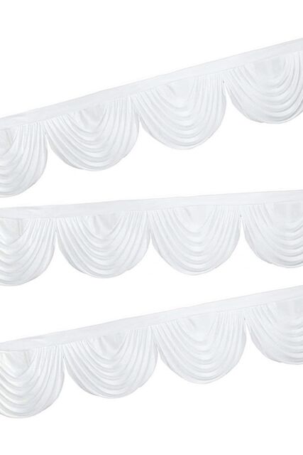 Neel Blue Swag Curtain Panel Ice Silk Detachable Swag Backdrop, 2 Metre in White - image 1