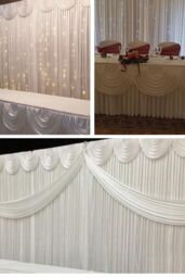 Neel Blue Swag Curtain Panel Ice Silk Detachable Swag Backdrop, 2 Metre in White - thumbnail 6