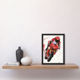 Artery8 Superbike World Championship Red Motorcycle Rider Framed Wall Art - Size: A4 - thumbnail 4