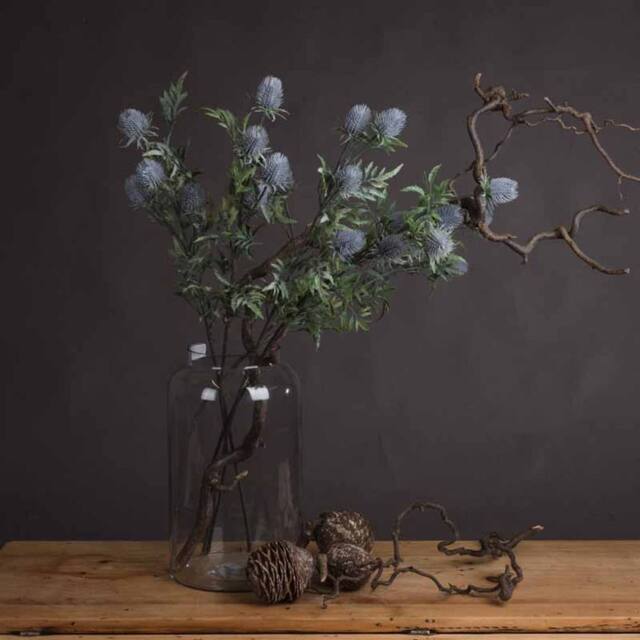 Lemon Pavilion Furniture and Decor Eryngium Blue Thistle Artificial Plant - L24 x W24 x H76 cm - Purple