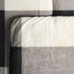 OHS Check Coverless Duvet Pillowcase Bedding Set Teddy Fleece Gingham Quilt 10.5 TOG in Light Grey - Size: Double - thumbnail 4