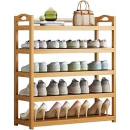 Nordara 5Tier Bamboo Shoe Rack Wooden Storage Organiser Shelf Stand in Natural - thumbnail 1