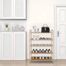Nordara 5Tier Bamboo Shoe Rack Wooden Storage Organiser Shelf Stand in Natural - thumbnail 5