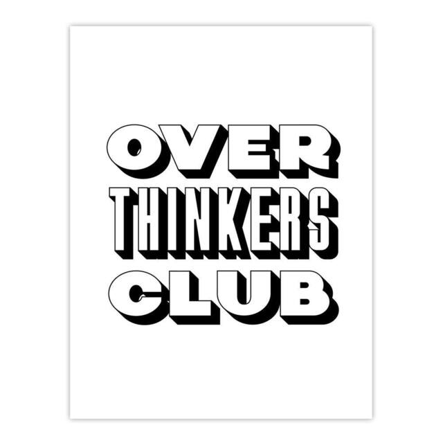 "Artery8 Overthinkers Club Black & White Simple Modern Wall Art Print - Size: W12"" x H16""" - image 1