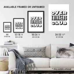 "Artery8 Overthinkers Club Black & White Simple Modern Wall Art Print - Size: W12"" x H16""" - thumbnail 3