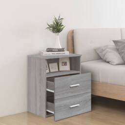 Berkfield Home Modern Bed Cabinet Grey Sonoma 50x32x60 cm - Size: 50 x 32 x 60 cm - thumbnail 1