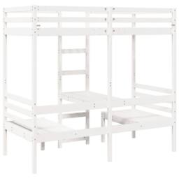 Berkfield Home Loft Bed Frame with Desk & Chairs White 90x200cm Solid Wood Pine - Size: 90x200 cm - thumbnail 3