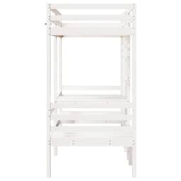 Berkfield Home Loft Bed Frame with Desk & Chairs White 90x200cm Solid Wood Pine - Size: 90x200 cm - thumbnail 6
