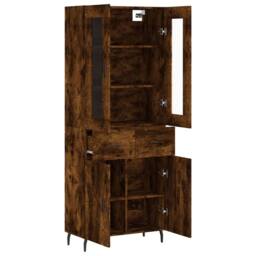 Berkfield Home Highboard Smoked Oak 69.5x34x180 cm Engineered Wood in Brown - thumbnail 4