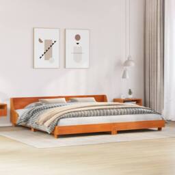 Berkfield Home Bed Frame without Mattress Wax Brown 200x200 cm Solid Wood Pine - thumbnail 2