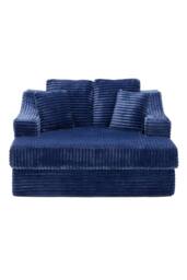 Living and Home Corduroy Chaise Lounge Sofa Bed in Blue - thumbnail 4