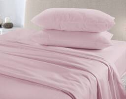 Homes-Linen Flannelette Plain Reversible Duvet Cover Set with Pillowcases in Pink - Size: Single - thumbnail 2