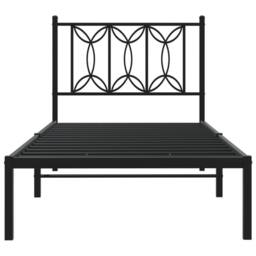 Berkfield Home Metal Bed Frame without Mattress with Headboard Black 75x190cm - Size: 75x190 cm - thumbnail 4