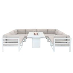 Monstershop Modular Garden Furniture Set With Fire Pit - White