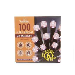 Voltico 100 LED Battery Operated Timer String Lights Dark Green Wire in Cool White - Size: 10m - thumbnail 4