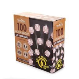 Voltico 100 LED Battery Operated Timer String Lights Dark Green Wire in Cool White - Size: 10m - thumbnail 2