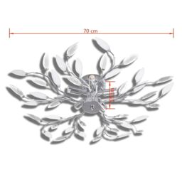 Berkfield Home Transparent&White Ceiling Lamp Acrylic Crystal Leaf Arms 5 E14 Bulbs in White - thumbnail 5