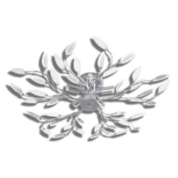Berkfield Home Transparent&White Ceiling Lamp Acrylic Crystal Leaf Arms 5 E14 Bulbs in White - thumbnail 2